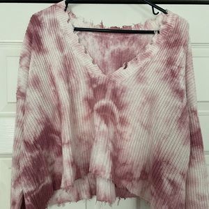 tie die distressed sweater